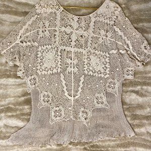 Free People Cream Crochet Tunic